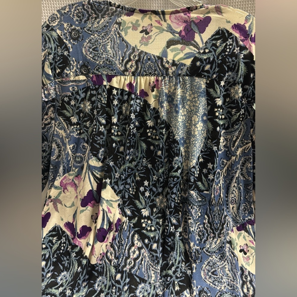 Style & Co. Printed Prairie Top BOHO Paisley Floral Ruffle Pleated Button Sz L - Picture 12 of 12